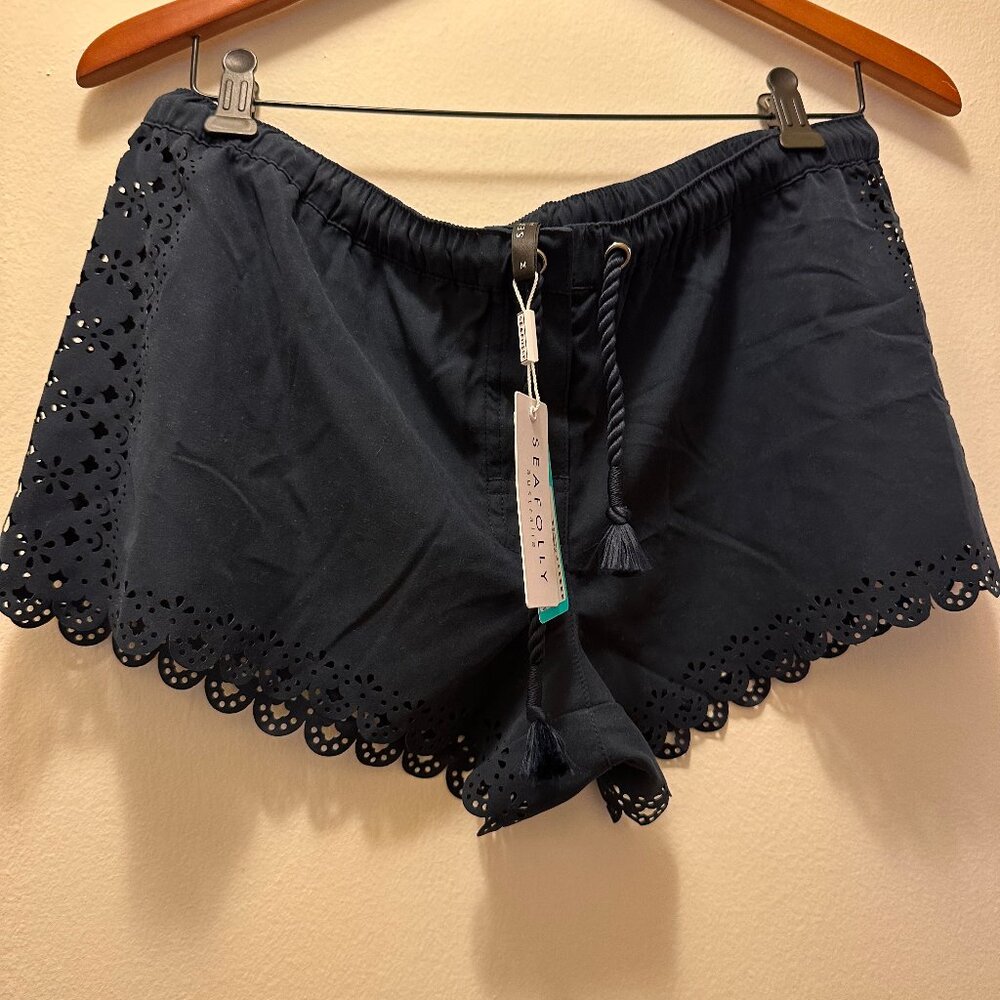 Seafolly Bella Swim Lasecut Boardshorts M NWT Navy